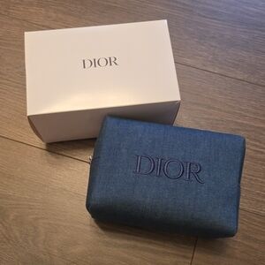 Dior Denim Embroidered Cosmetic Pouch